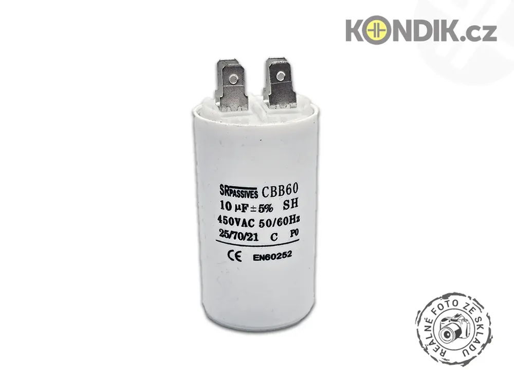 Špičková kvalita - Motorový rozběhový kondenzátor 10uF 450V CBB60A