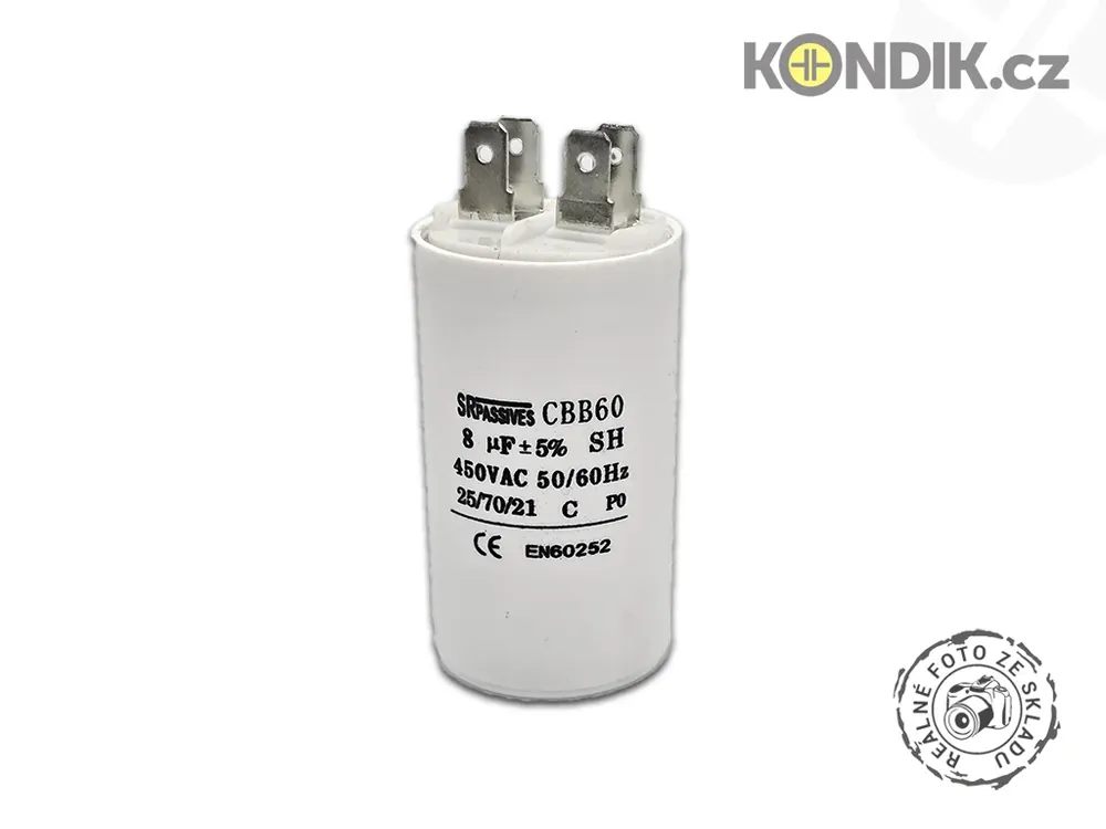 Motorový rozběhový kondenzátor 8uF 450V CBB60A - Nejprodávanější