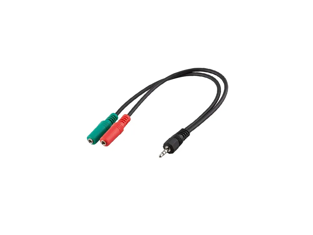 Rychlé dodání - Redukční kabel JACK 3,5mm 4pin - 2x JACK 3,5mm STEREO M/2xF 30cm