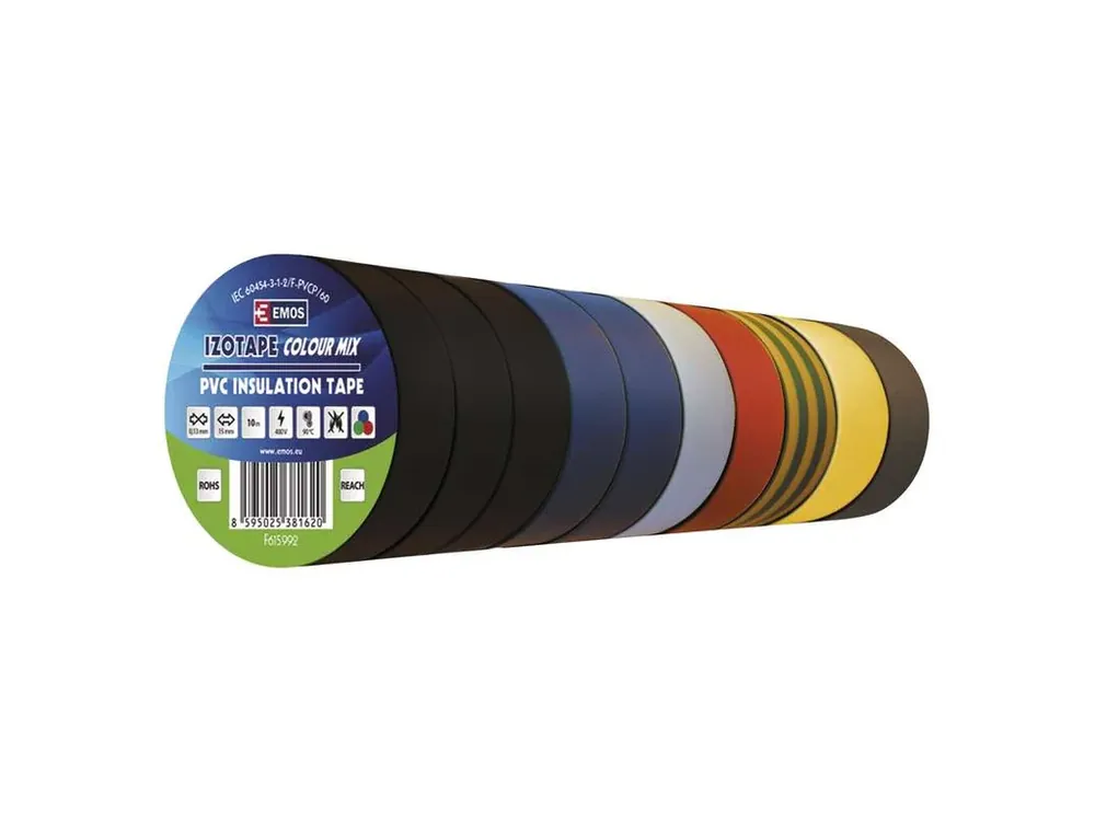 Akční cena - Sada barevných izolačních pásek PVC 15mm × 10m, 10ks