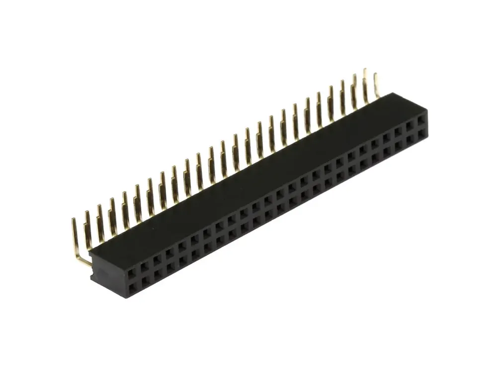 Dutinková lišta úhlová, dvouřadá, rozteč 2.54mm, 2x25 pinů, pozlacené kontakty | Oblíbený u zákazníků