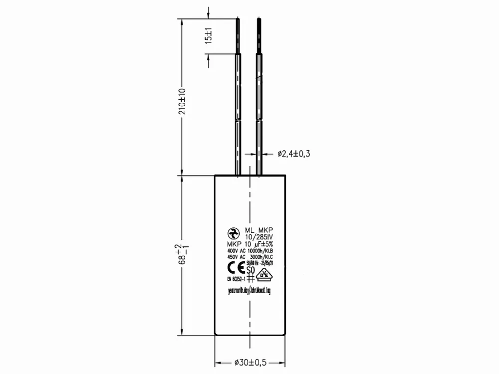 Motorový rozběhový kondenzátor 10uF 285V Hydra ML MKP | Velká sleva