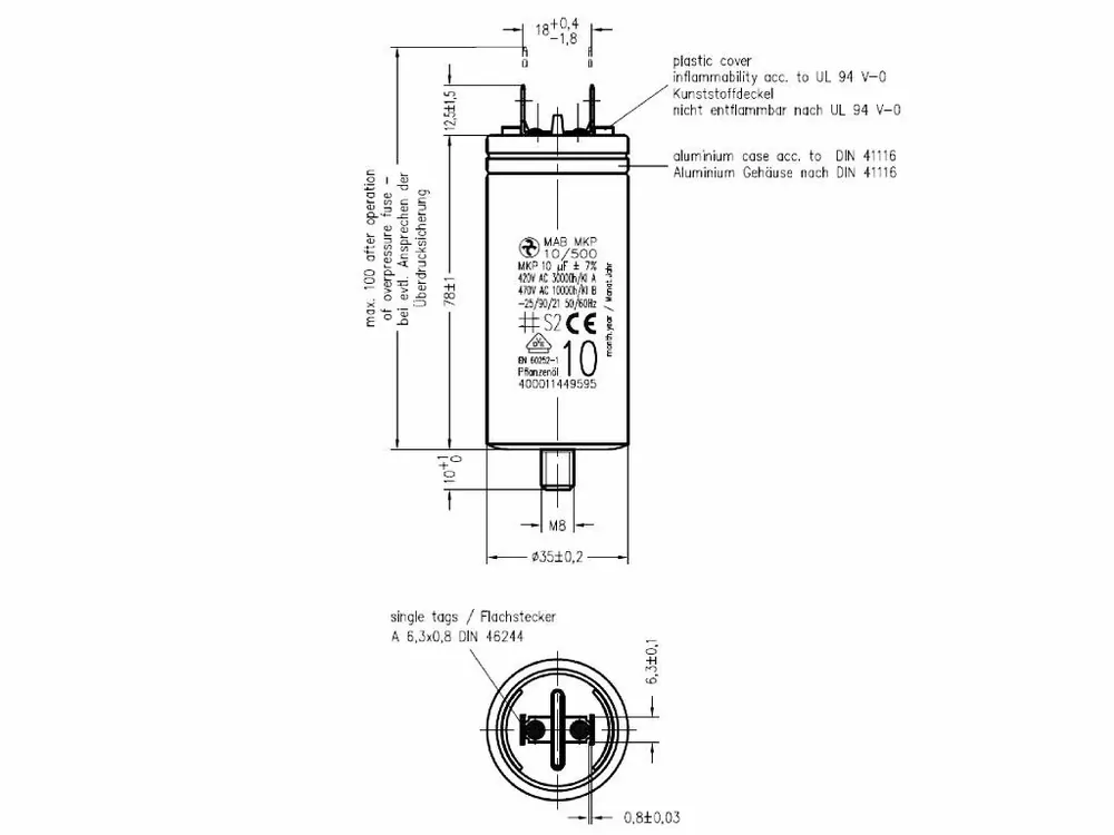Motorový rozběhový kondenzátor 10uF 500V Hydra MAB MKP - Nejlepší cena
