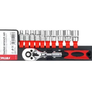 Sada nástrčných klíčů 11 ks 1/4" 4-13mm, AMiO 02413 - Akce