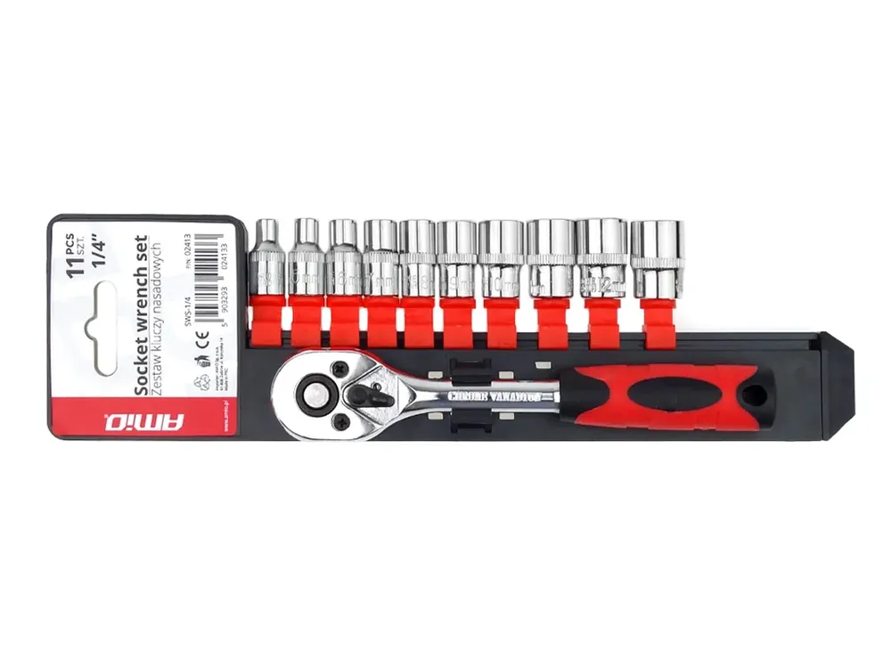 Sada nástrčných klíčů 11 ks 1/4" 4-13mm, AMiO 02413 - Akce