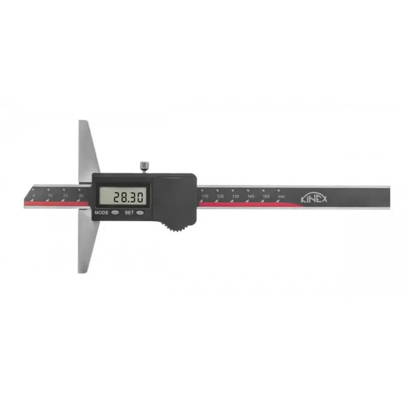 Hloubkoměr digitální bez nosu KINEX, 200 mm/0,01, DIN 862, IP 67 - Doprodej zásob