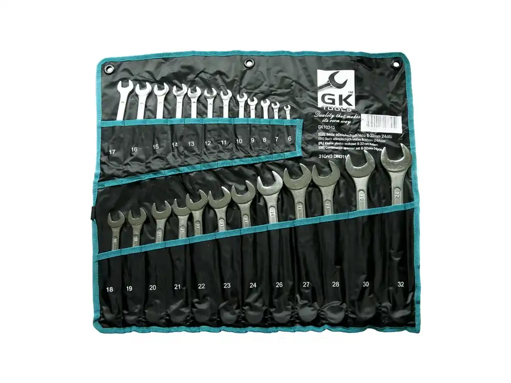 GK TOOLS Sada očkoplochých klíčů, chrom 24 dílů 6-32 mm, textilní obal - Cenová bomba