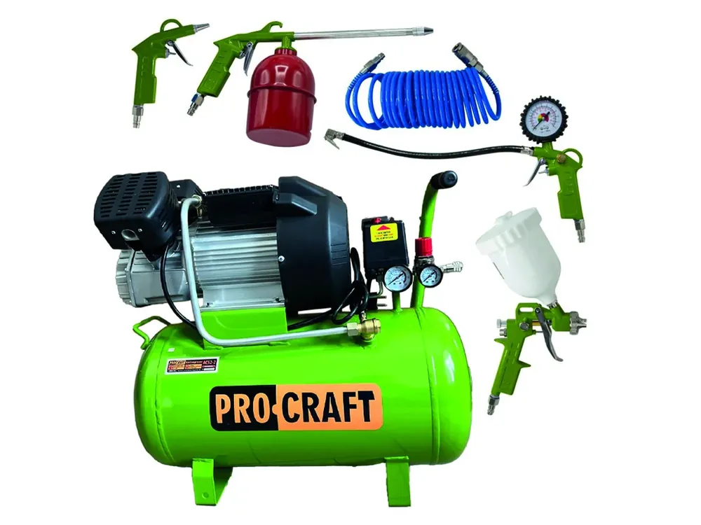 Akční nabídka - Kompresor Procraft AC52-2 a set příslušenství ke kompresoru 5 ks SAC52-2/KIT-5C
