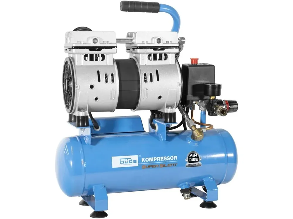 Prémiová kvalita - Bezolejový kompresor silent, 550 W, 6 l, Güde AIRPOWER 105/8/6