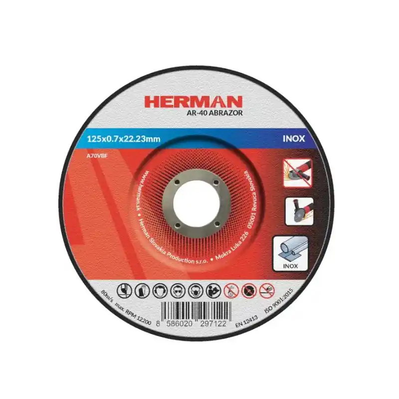 Velmi žádaný produkt - HERMAN Řezný kotouč na nerez 125x0,7x22,23 mm s prolisem AR-40 Abrazor