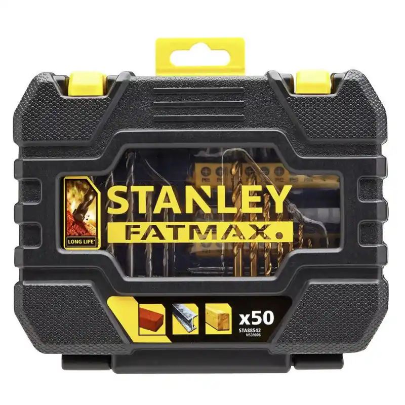 Prémiová kvalita | STANLEY Vrtáky do kovu, dřeva, zdiva, 50-dílná sada FatMax® STA88542