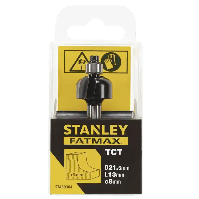 STANLEY Fréza do dřeva zaoblená vypouklá TCT/HM, R6 21,5x13 mm s vodícím ložiskem FatMax® STA80304 | Akční cena