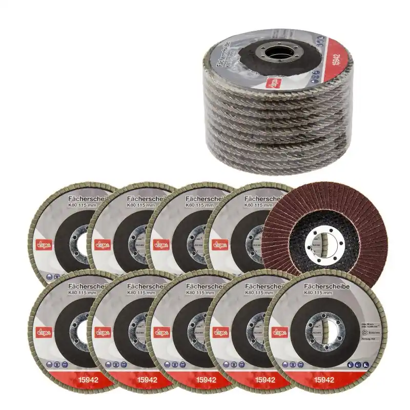 Snadný nákup - DEMA Lamelový vějířový brusný kotouč 115 mm K80, 10 ks