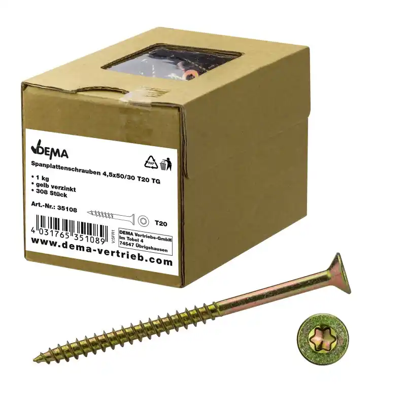 Cenový hit | DEMA Šrouby do dřevotřísky částečný závit 4,5x50/30 T20, 1 kg
