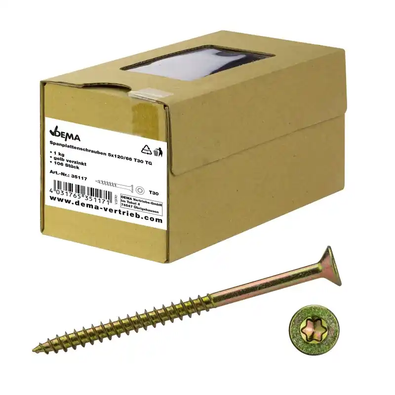 Premium - DEMA Šrouby do dřevotřísky částečný závit 5x120/66 T30, 1 kg