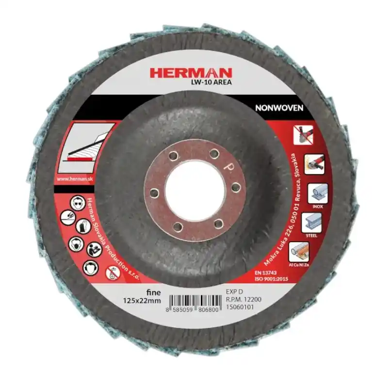 HERMAN Lamelový kotouč na ocel a neželezné kovy 125 mm/fine LW-10 Area Non-woven - Profesionální kvalita