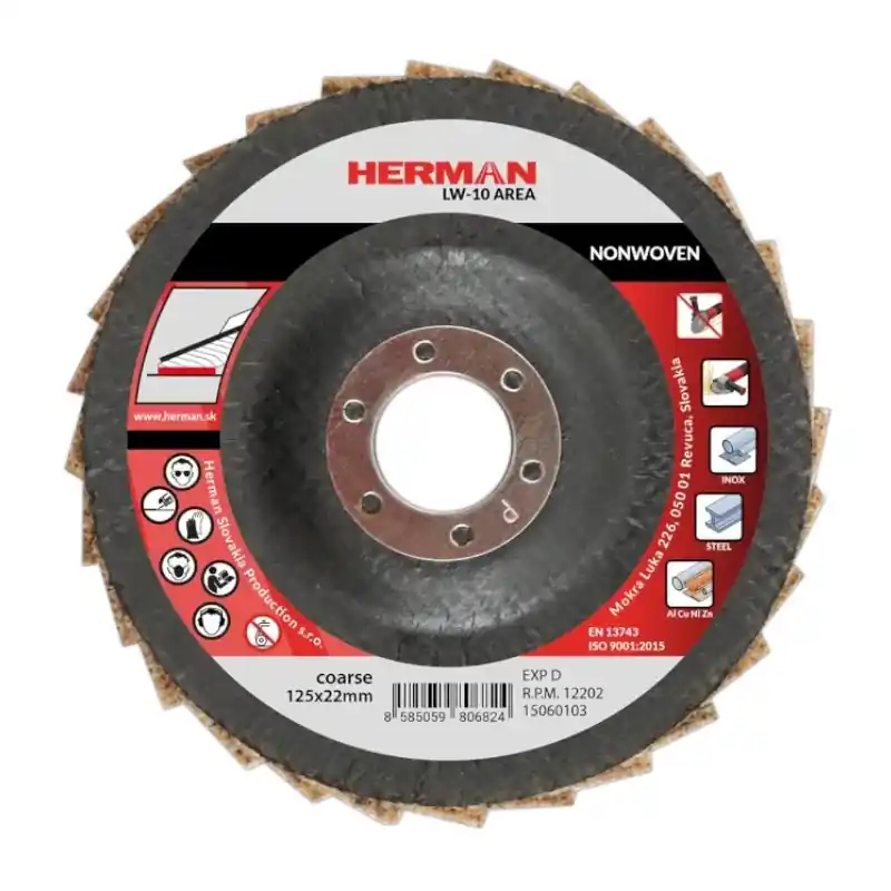 Sleva navíc | HERMAN Lamelový kotouč na ocel a neželezné kovy 125 mm/coarse LW-10 Area Non-woven