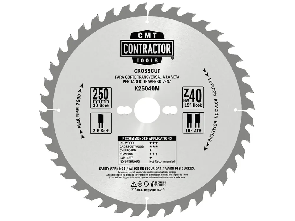 Sleva - CMT Contractor Pilový kotouč na dřevo, Masterpack - D190x2,2 d30 Z24 HW, 10ks