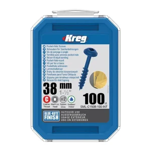Velmi oblíbený produkt | Kreg Blue-Kote Maxi-Loc Šrouby pro skryté spoje - 38 mm, hrubý závit, 100 ks