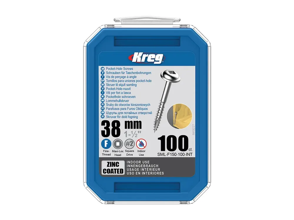 Kreg Zinc Maxi-Loc Šrouby pro skryté spoje - 38 mm, jemný závit, 100 ks | Bestseller