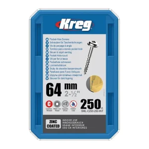 Kupte dnes | Kreg Zinc Maxi-Loc Šrouby pro skryté spoje - 64 mm, hrubý závit, 250 ks