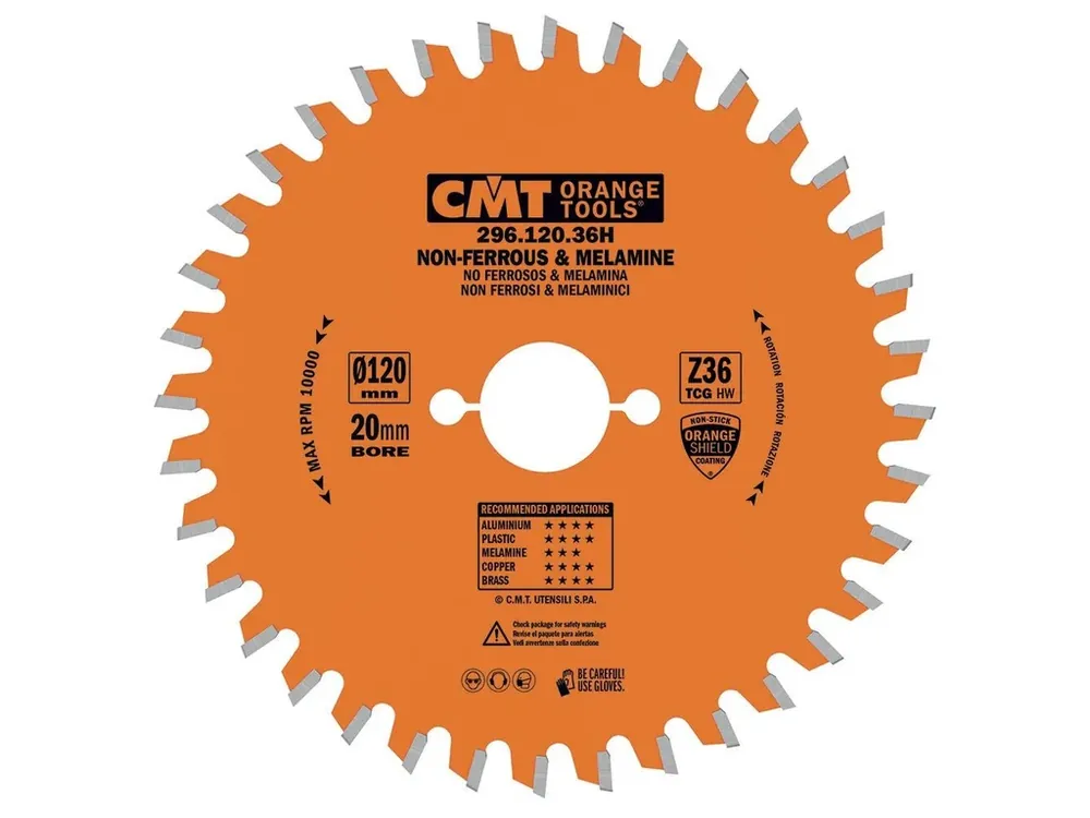 Outlet | CMT Orange Pilový kotouč na lamino, plast a neželezné kovy - D120x1,8 d20 Z36 HW