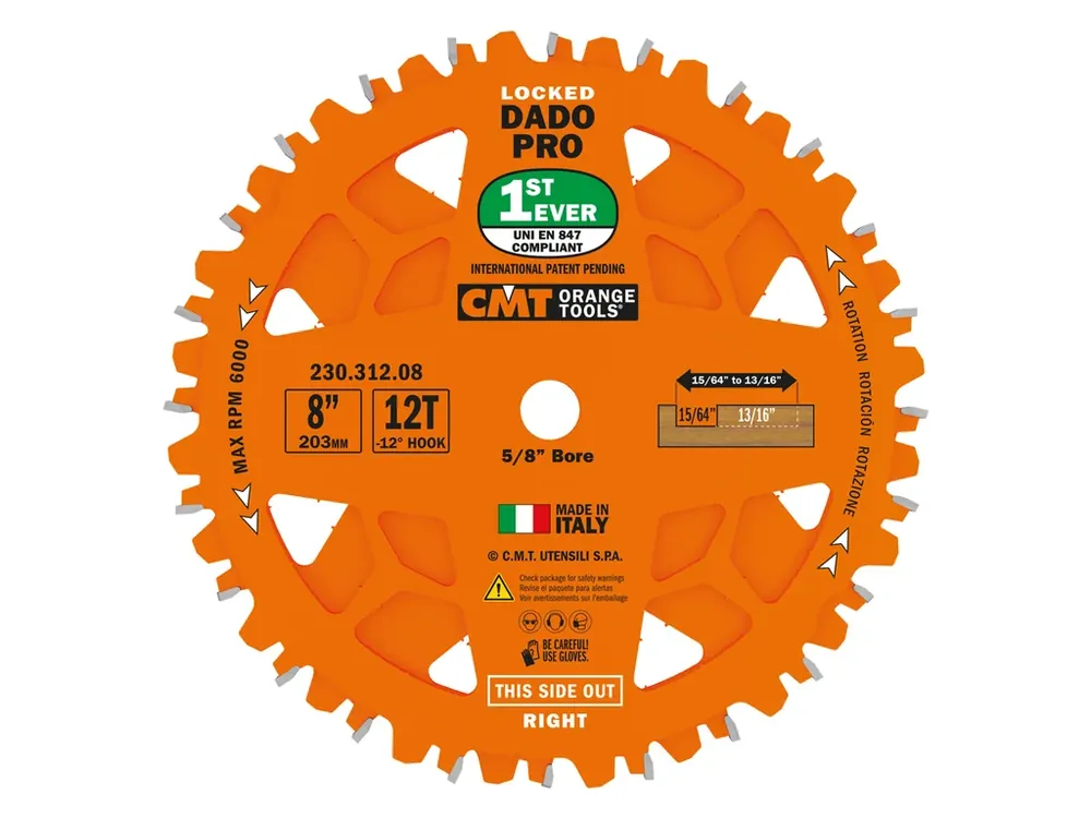 CMT Sada drážkovacích kotoučů DADO PRO - D203x6,2-20 d15,87 Z12 HW - Jen po omezenou dobu