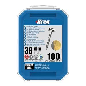 Skvělé hodnocení - Kreg Nerez Maxi-Loc Šrouby pro skryté spoje - 38 mm, hrubý závit, 100 ks