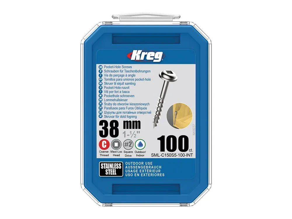 Skvělé hodnocení - Kreg Nerez Maxi-Loc Šrouby pro skryté spoje - 38 mm, hrubý závit, 100 ks