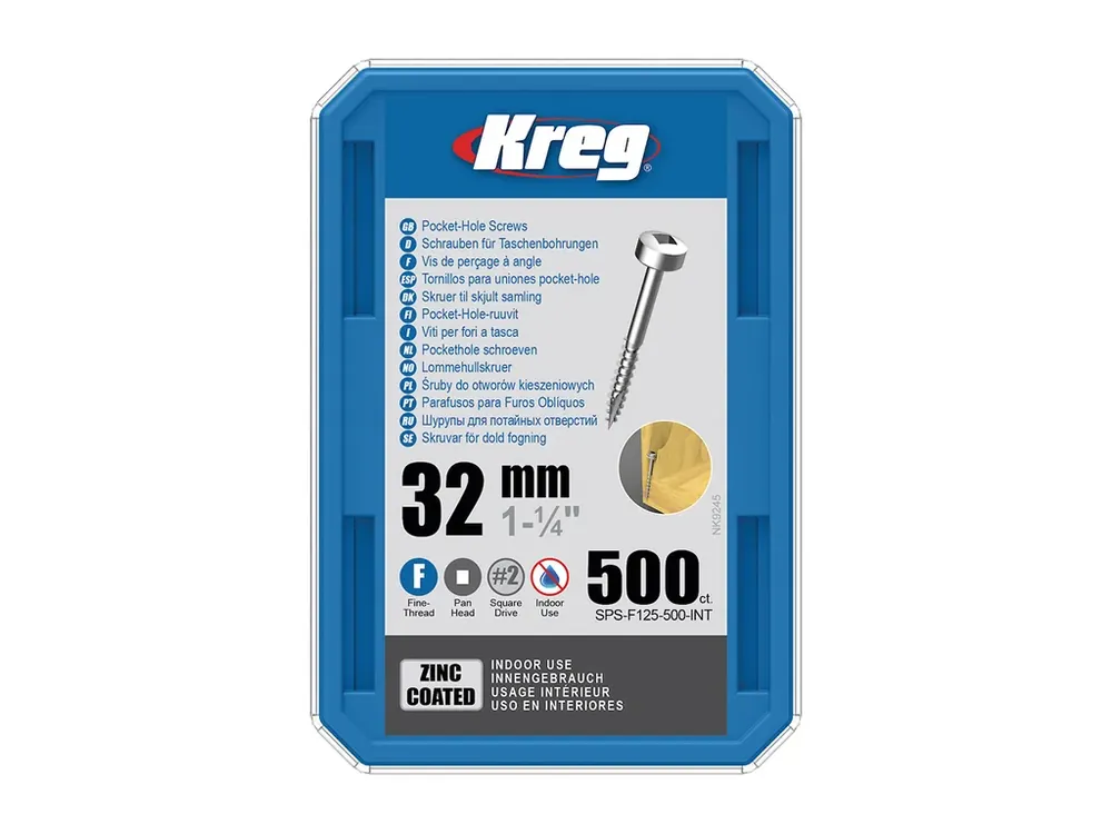 Nyní k dispozici - Kreg Zinc Pan-Head Šrouby pro skryté spoje - 32 mm, jemný závit, 500 ks