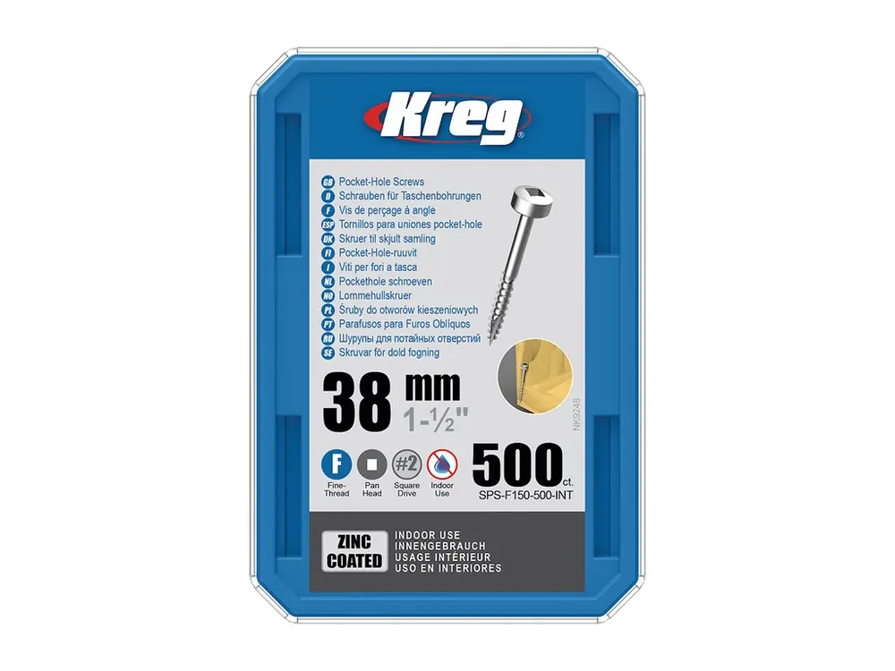 Pouze dnes - Kreg Zinc Pan-Head Šrouby pro skryté spoje - 38 mm, jemný závit, 500 ks