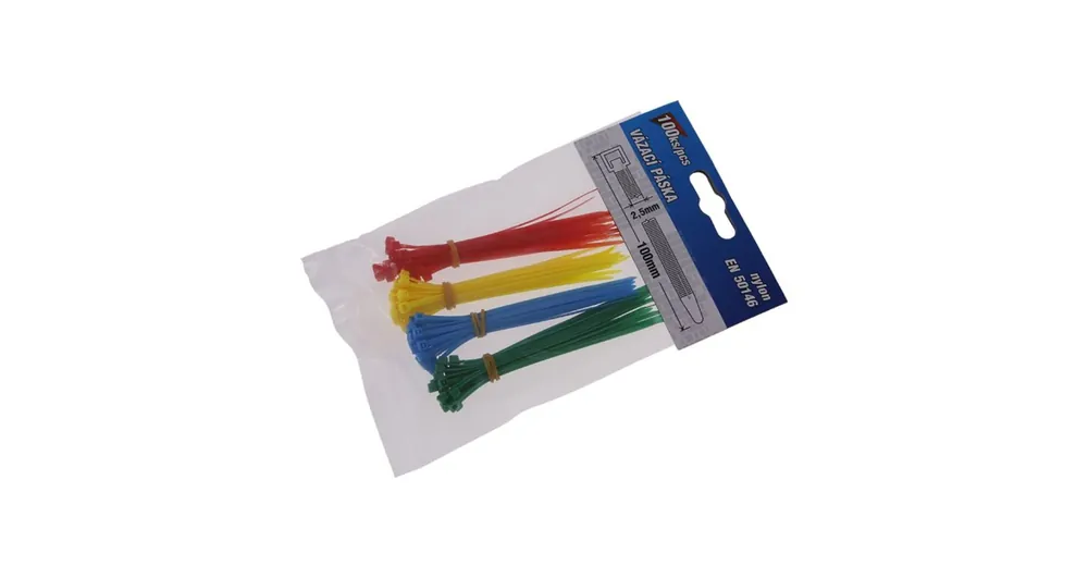 Objednat online - Pásky vázací 100x2,5mm 100ks barevné, FESTA 23880