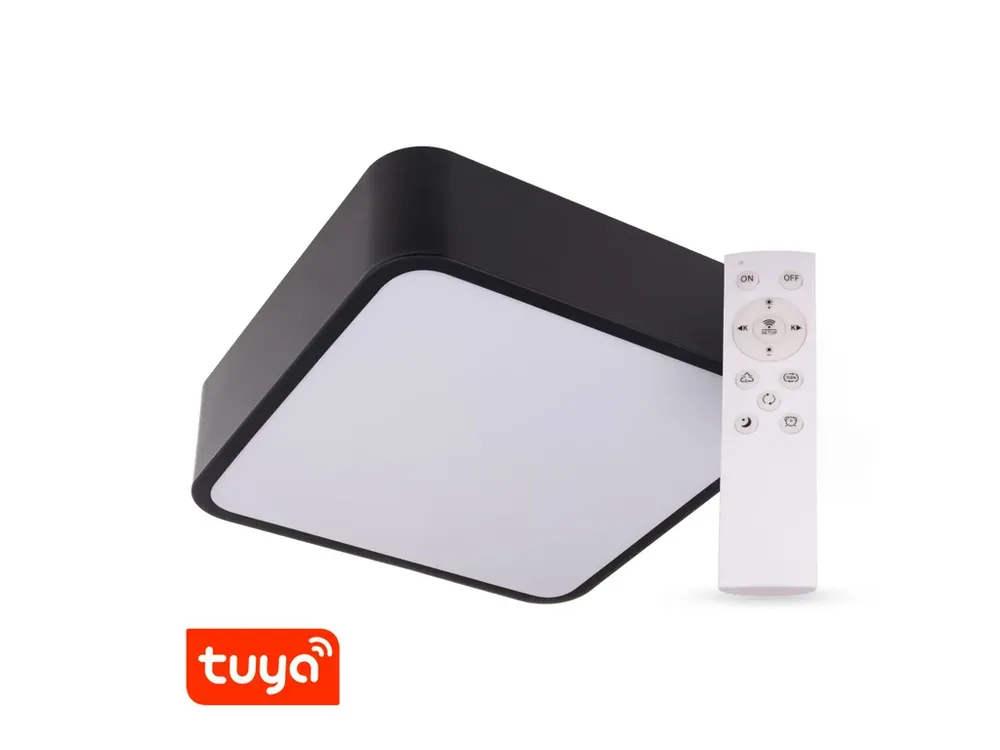SMART Tuya LED svítidlo RENDO 48W CCT hranaté černé | Objednat online