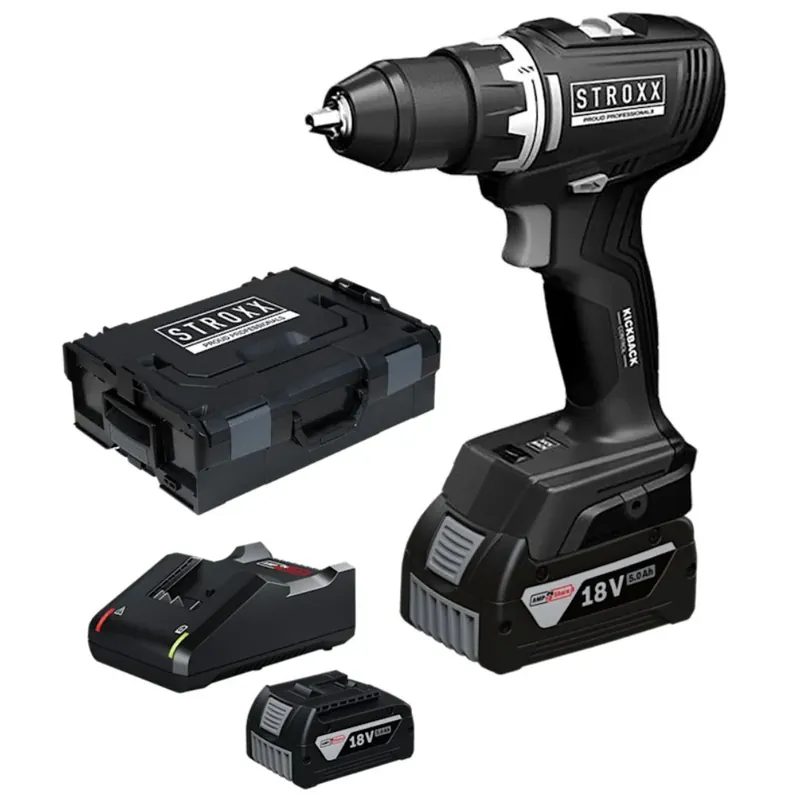 Aku vrtací šroubovák STROXX 18 V + 2× 5,0 Ah akumulátor + nabíječka + L-BOXX - Nízká cena