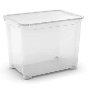 Super nabídka - Plastový úložný box s víkem T box, vel. XL, transparentní, 70 litru
