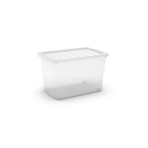 Plastový úložný box s víkem na klip, průhledný, transparentní, 60 l | Expresní doručení