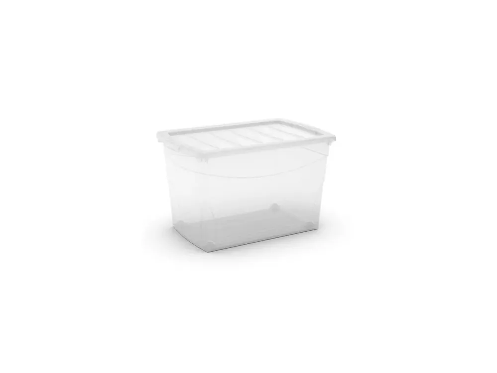 Plastový úložný box s víkem na klip, průhledný, transparentní, 60 l | Expresní doručení