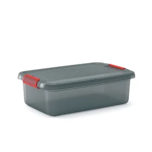 Cenová bomba - Plastový úložný box K-Latch M, objem 28l, 59 x 39 x 18 (výška) cm, šedý