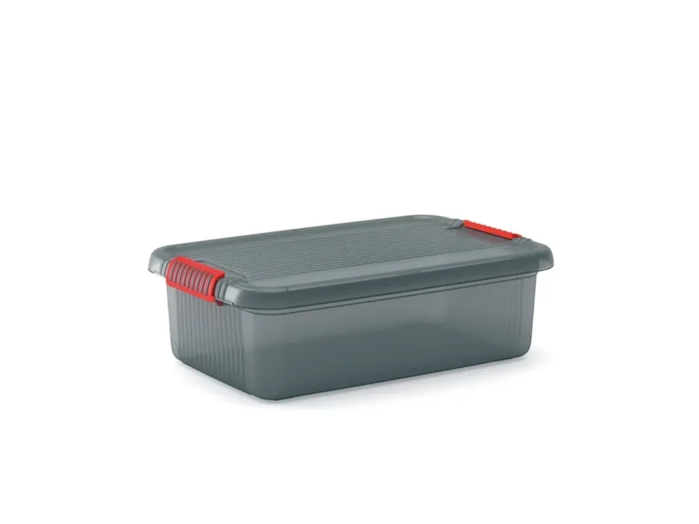 Cenová bomba - Plastový úložný box K-Latch M, objem 28l, 59 x 39 x 18 (výška) cm, šedý