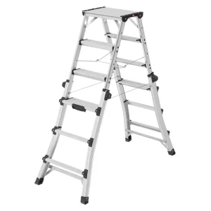 Super cena | Oboustranné teleskopické hliníkové schůdky, štafle Hailo D100 TL Topline, 2x4 až 2x6 stupňů