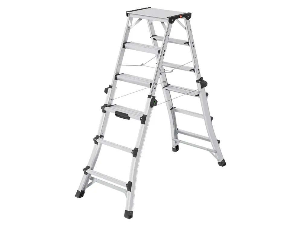 Super cena | Oboustranné teleskopické hliníkové schůdky, štafle Hailo D100 TL Topline, 2x4 až 2x6 stupňů