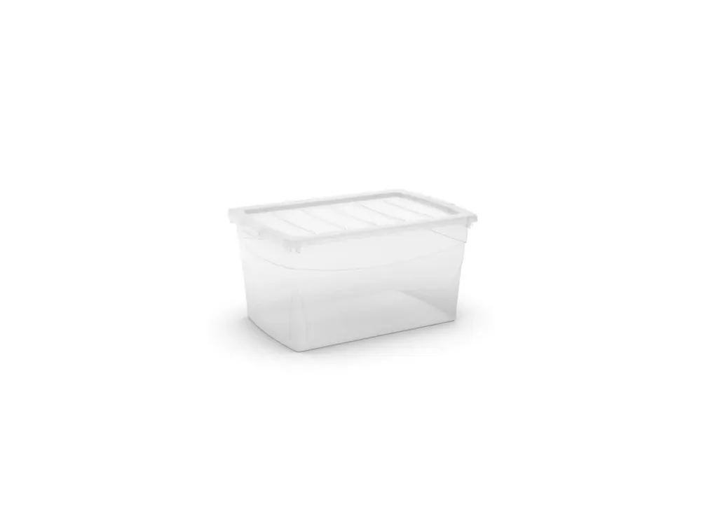 Plastový úložný box s víkem na klip Omni box, průhledný, transparentní, 50 l | Slevy