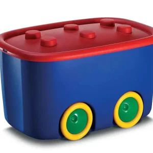 Plastový úložný box FUNNY na hračky, objem 46l, 58 × 38,5 × 32 (výška) cm, modro-červený | Výborné hodnocení