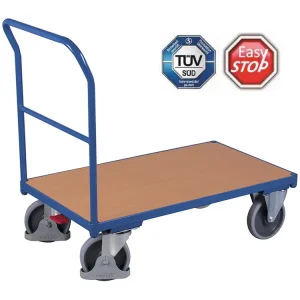 Plošinový vozík s madlem, Variofit, ložná plocha 88 x 50 cm, do 400 kg, modrá/antracit - Ušetřete