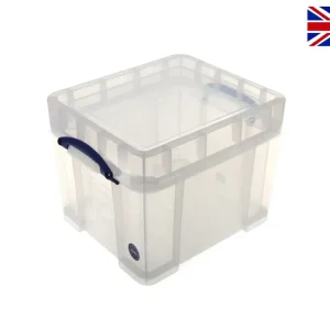 Právě přidáno | Plastový úložný box s víkem, really useful box, průhledný, 35 litrů XL
