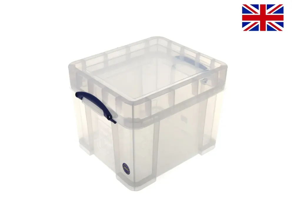 Právě přidáno | Plastový úložný box s víkem, really useful box, průhledný, 35 litrů XL