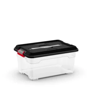 Plastový úložný box Moover box XS, objem 12l, 38 x 26,5 x 18,5 (výška) cm, černé víko - Velká sleva