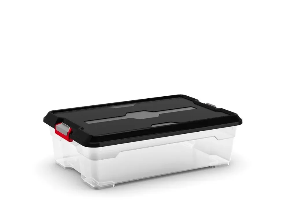 Cenový hit - Plastový úložný box Moover box M, objem 27l, 58 x 38 x 18 (výška) cm, černé víko
