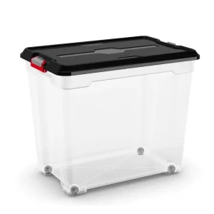 Plastový úložný box Moover box XXL, objem 80l, 58 x 38 x 49 (výška) cm, černé víko | Rychlé dodání