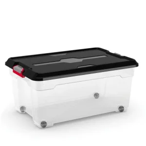 Plastový úložný box Moover box L, objem 45l, 58 x 38 x 27 (výška) cm, černé víko | Speciální nabídka